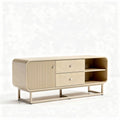 Eenvoudige tv-kast van metaal en hout in lichtbeige 120 x 40 x 50cm
