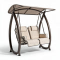 Schommelbank met overkapping en kussens in beige 200 x 120 x 150cm