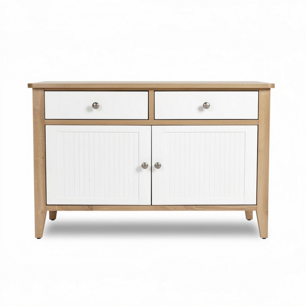 Houten ladekast met twee lades en twee deuren afmeting 80 x 40 x 75cm
