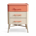Kast met drie lades van kunststof in oranje en beige afmetingen 40 x 30 x 60cm
