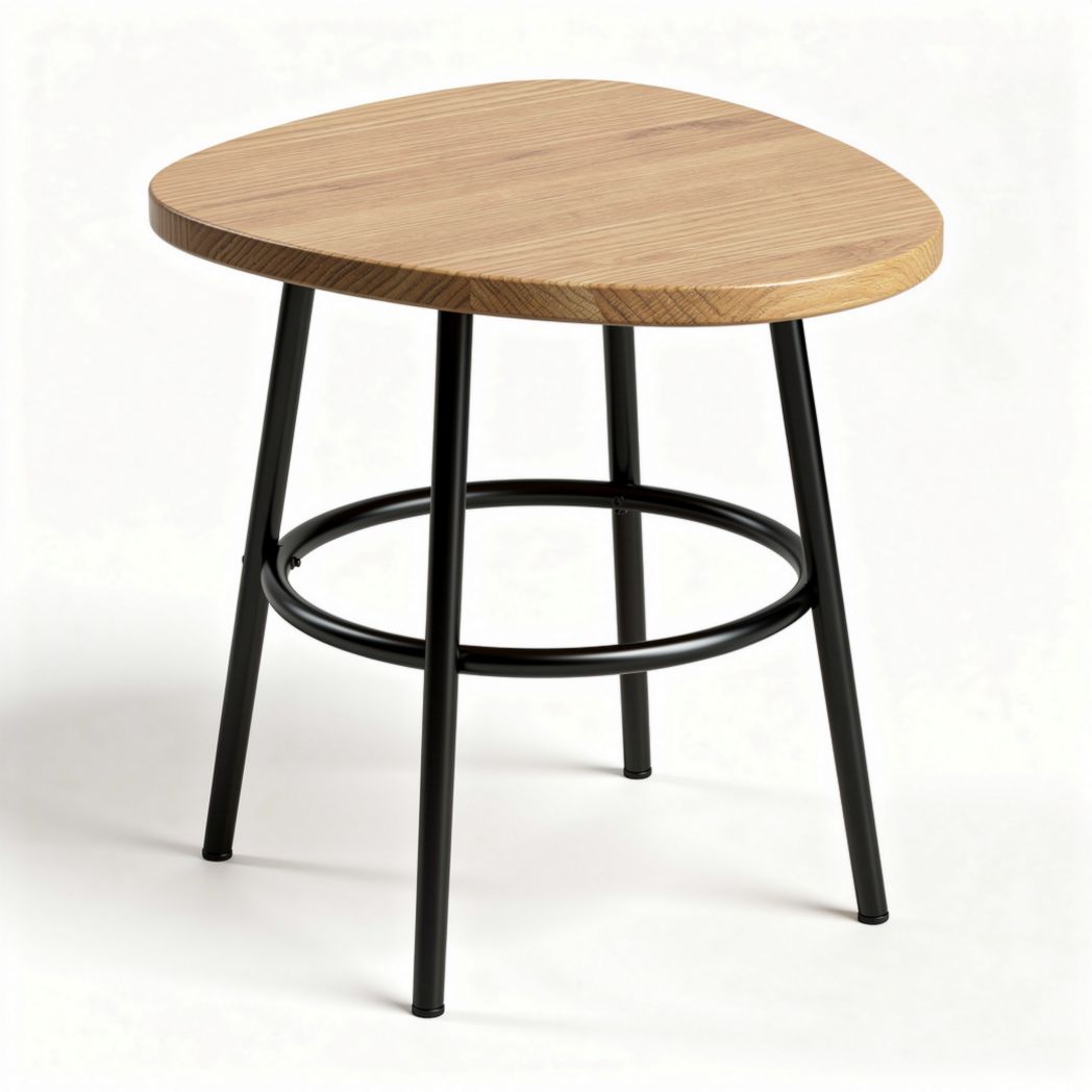Houten bijzettafel met zwart metalen onderstel 45 x 45 x 50cm