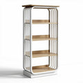 Houten boekenrek met afgeronde randen in wit en naturel 180 x 80 x 40cm