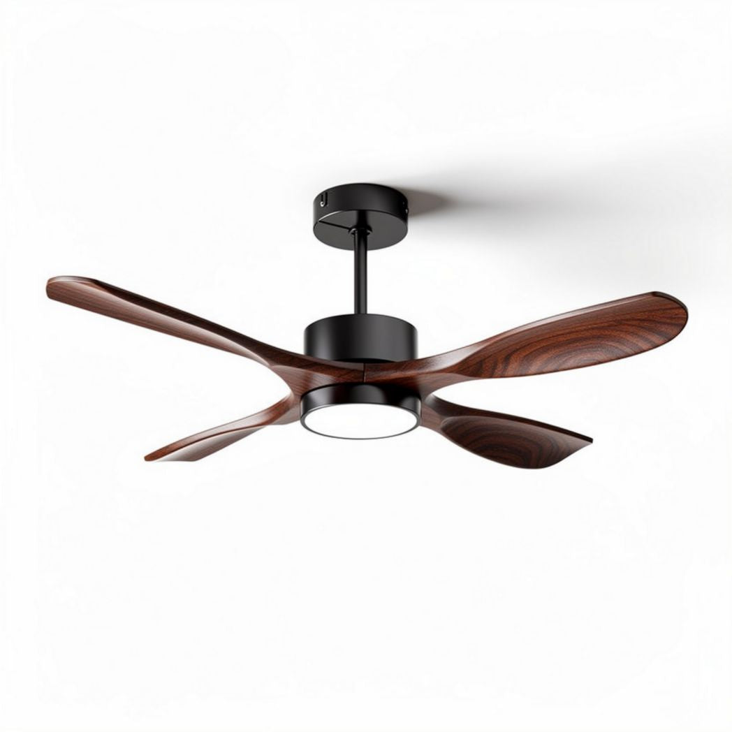 Hanglamp met plafondventilator in zwart en houtkleur 80 x 80 x 30cm
