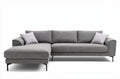 Hoekbank van grijs textiel met kussens 240 x 100 x 85 cm