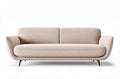 Bank in lichtroze stof met stalen poten afmetingen 210 x 90 x 80cm